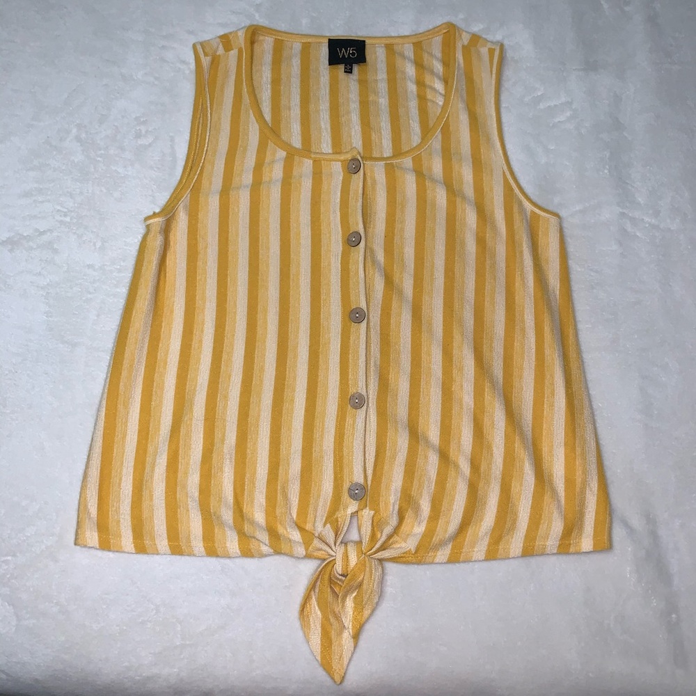 W5 Yellow & White Stripe Sleeveless Top